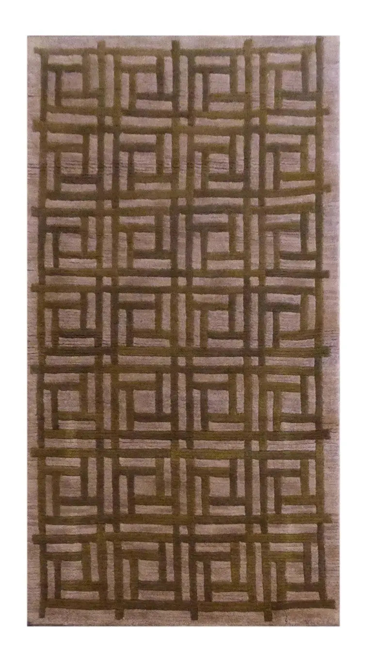 One Of The Kind Indian Modern Design Rug 4'6" X 2'6"